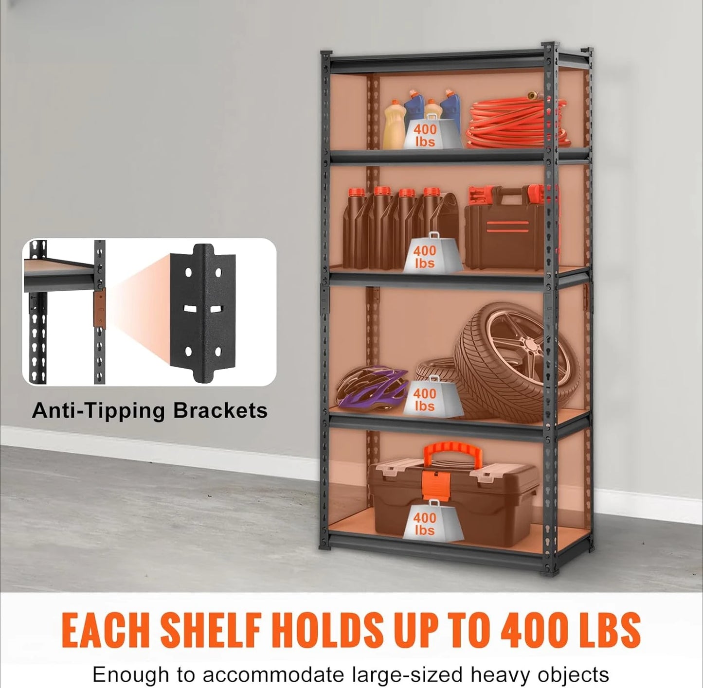 Storage Shelving Unit,Heavy Duty Garage Shelves Metal Organizer Utility Rack, Kitchen Pantry Basement Bathroom Laundry