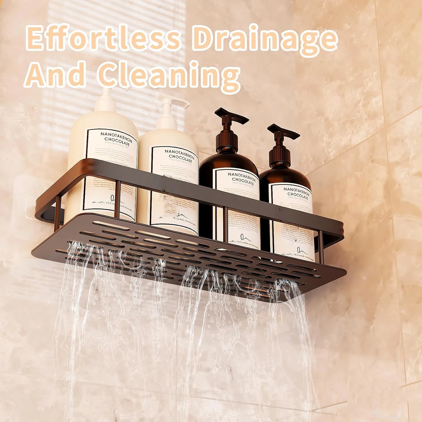 Adhesive Shower Caddy Rustproof Organizers Large Capacity No Drilling Shelves for Bathroom Storage Home Decor