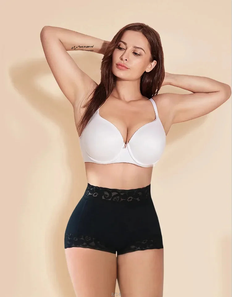Butt Lifting Shapewear Panties High Waisted Tummy Control - Seamless Lace Body Shaper Daily Wear No Roll Up Underwear for Women