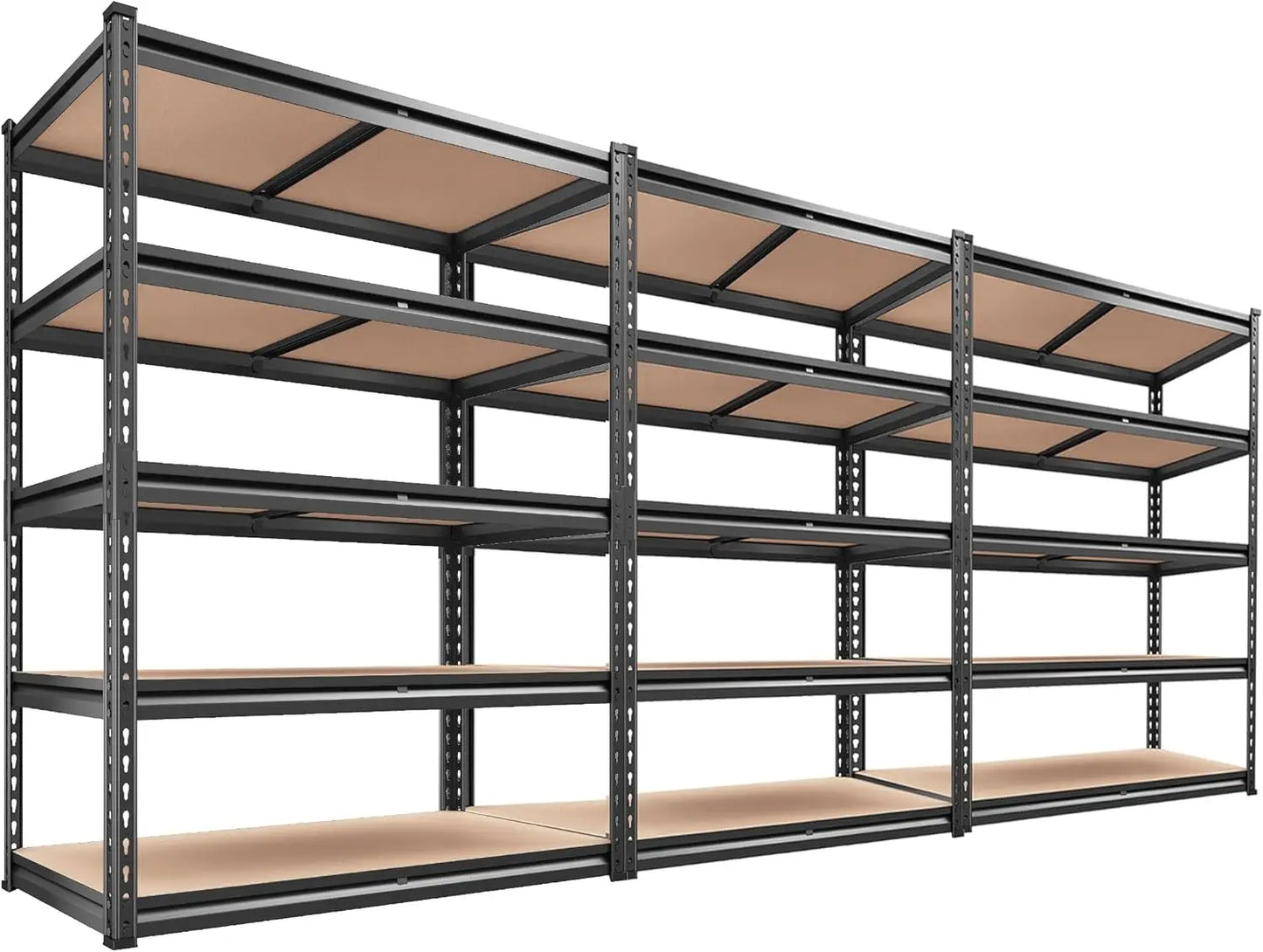 REIBII 2500LBS Garage Shelving 72''H Storage Shelves Heavy Duty Shelving 5 Tier Metal Shelves Garage Shelves Adjustable Shelvin