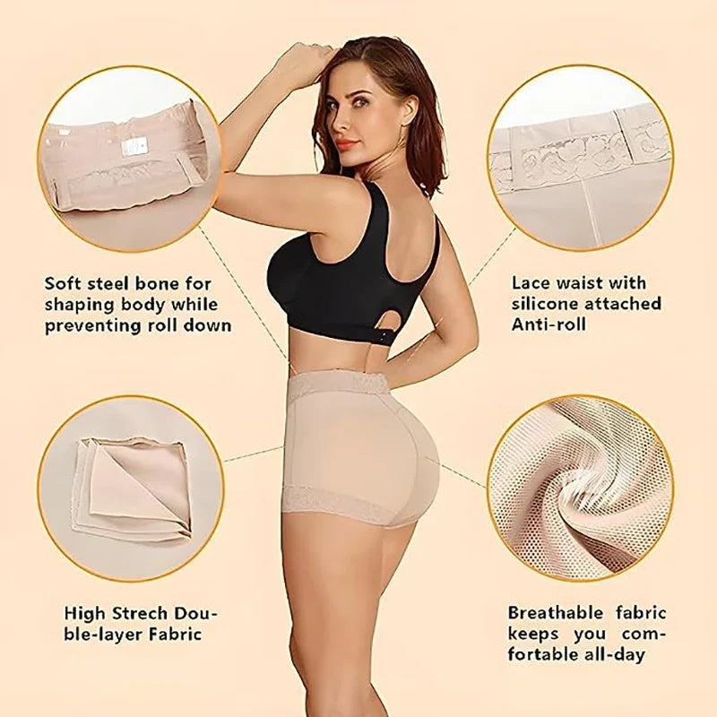 Butt Lifting Shapewear Panties High Waisted Tummy Control - Seamless Lace Body Shaper Daily Wear No Roll Up Underwear for Women