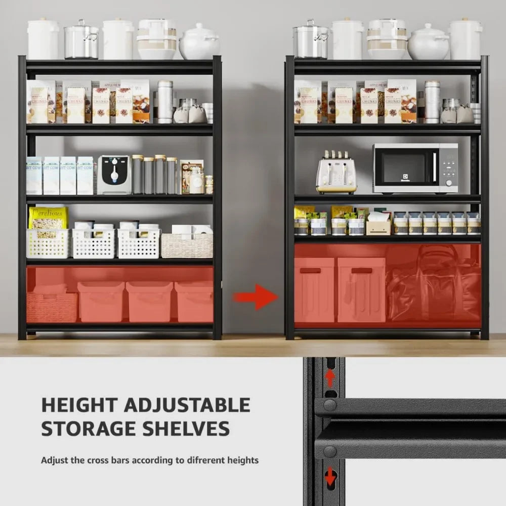 5Tier Metal Shelving Unit, Adjustable Garage Shelves,Heavy Duty Storage Shelves for Warehouse,Basement,KitchenPantry,Living Room