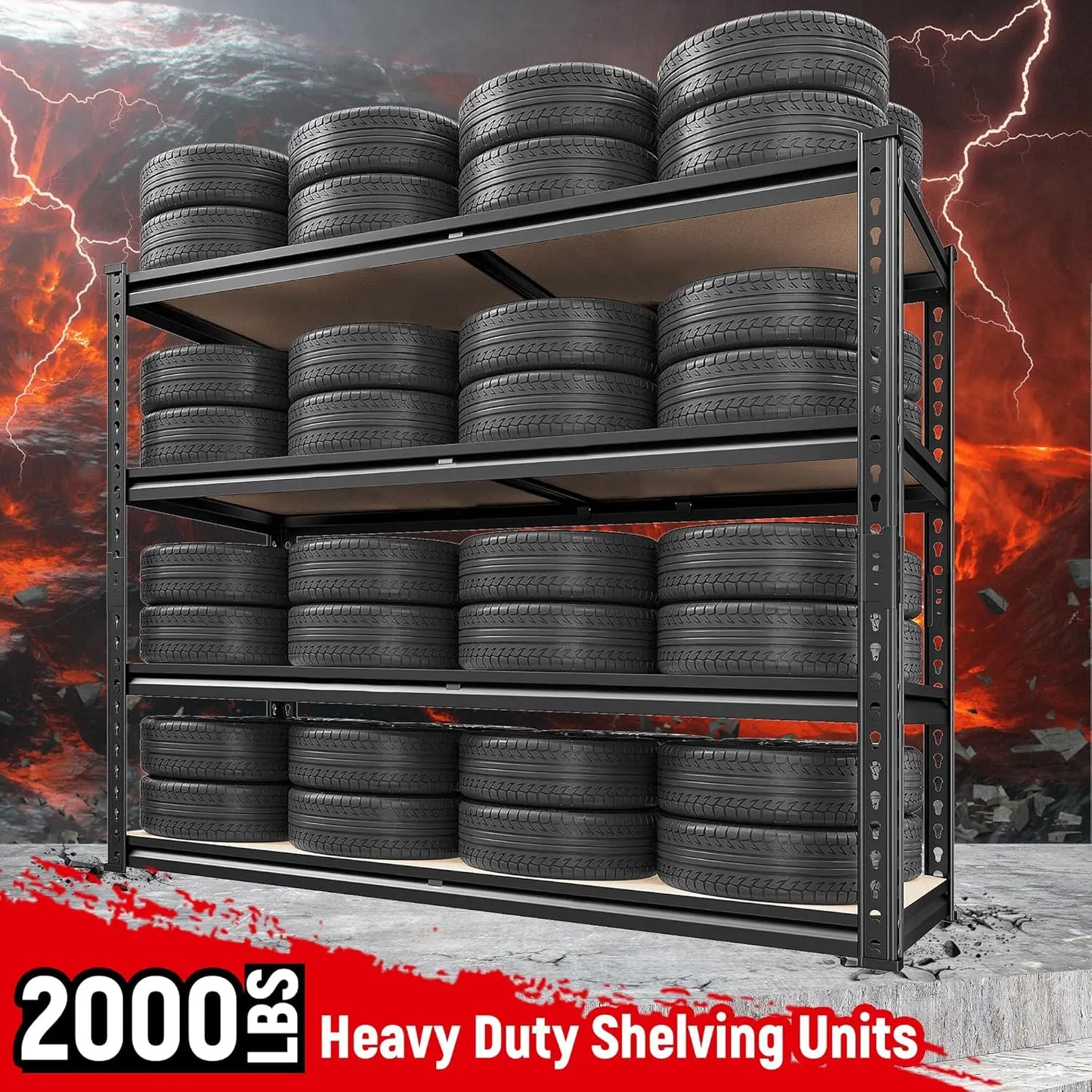 REIBII 2500LBS Garage Shelving 72''H Storage Shelves Heavy Duty Shelving 5 Tier Metal Shelves Garage Shelves Adjustable Shelvin