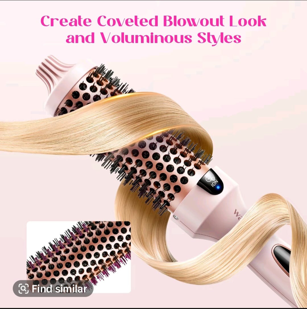 Hair Curler Rotating Brush Heat Hair Straightener Hot Comb 450F Round Brush 2 in 1 Hair Curler Straightener Brush Women Gift