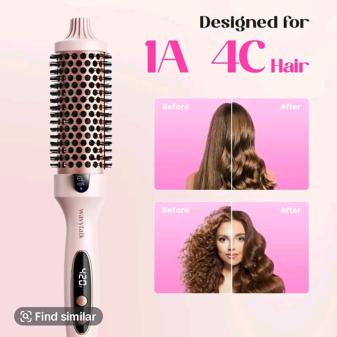 Hair Curler Rotating Brush Heat Hair Straightener Hot Comb 450F Round Brush 2 in 1 Hair Curler Straightener Brush Women Gift