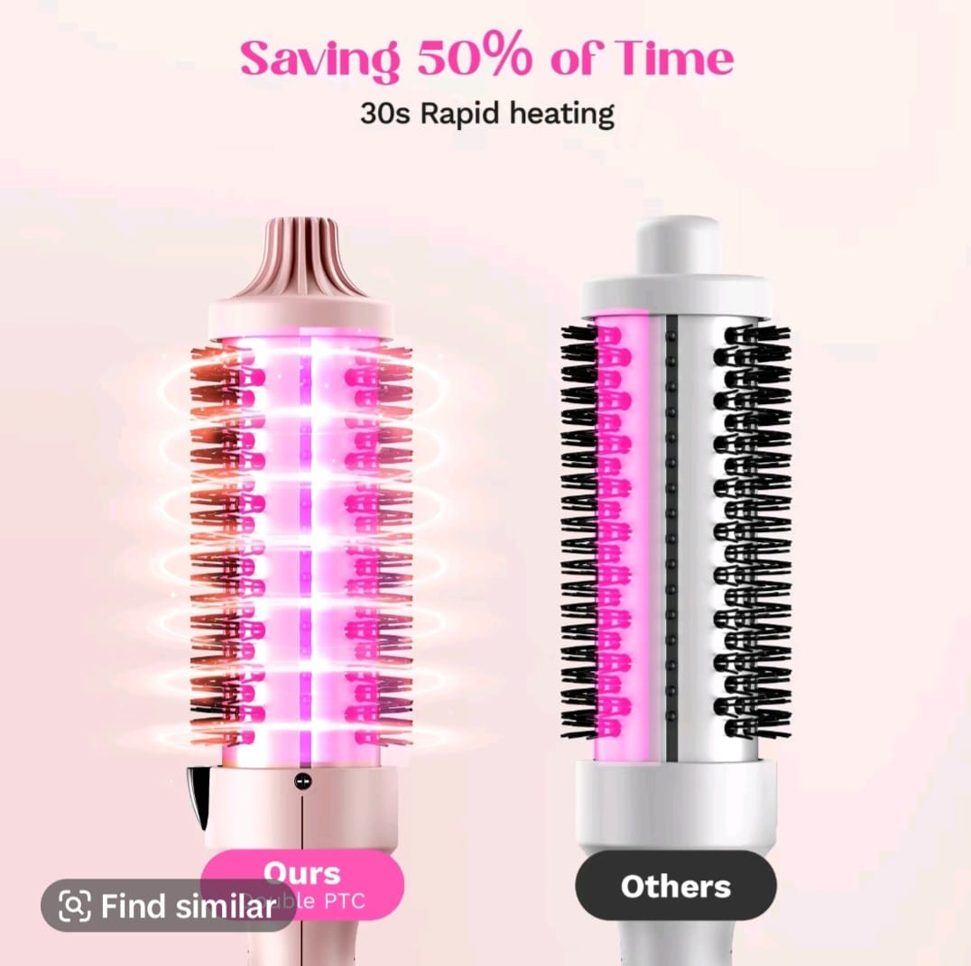 Hair Curler Rotating Brush Heat Hair Straightener Hot Comb 450F Round Brush 2 in 1 Hair Curler Straightener Brush Women Gift