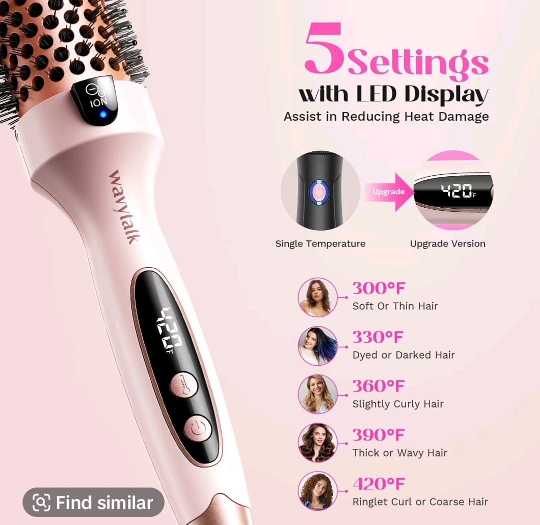 Hair Curler Rotating Brush Heat Hair Straightener Hot Comb 450F Round Brush 2 in 1 Hair Curler Straightener Brush Women Gift