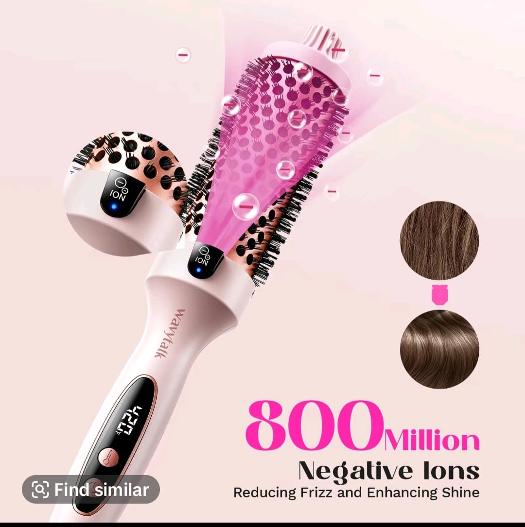 Hair Curler Rotating Brush Heat Hair Straightener Hot Comb 450F Round Brush 2 in 1 Hair Curler Straightener Brush Women Gift