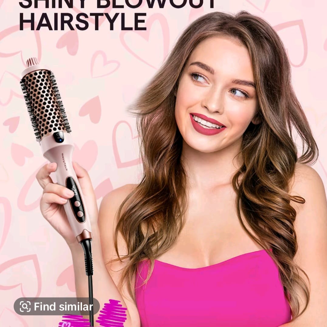 Hair Curler Rotating Brush Heat Hair Straightener Hot Comb 450F Round Brush 2 in 1 Hair Curler Straightener Brush Women Gift