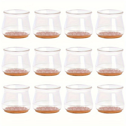 20pcs Non-slip Clear Chair Leg Covers With Felt, Large Round Chair Floor Protectors, Silicone Chair Leg Floor Protectors, Table Mats, Chair Mats, Small Gadgets For Restaurant, Hotel, Cafes