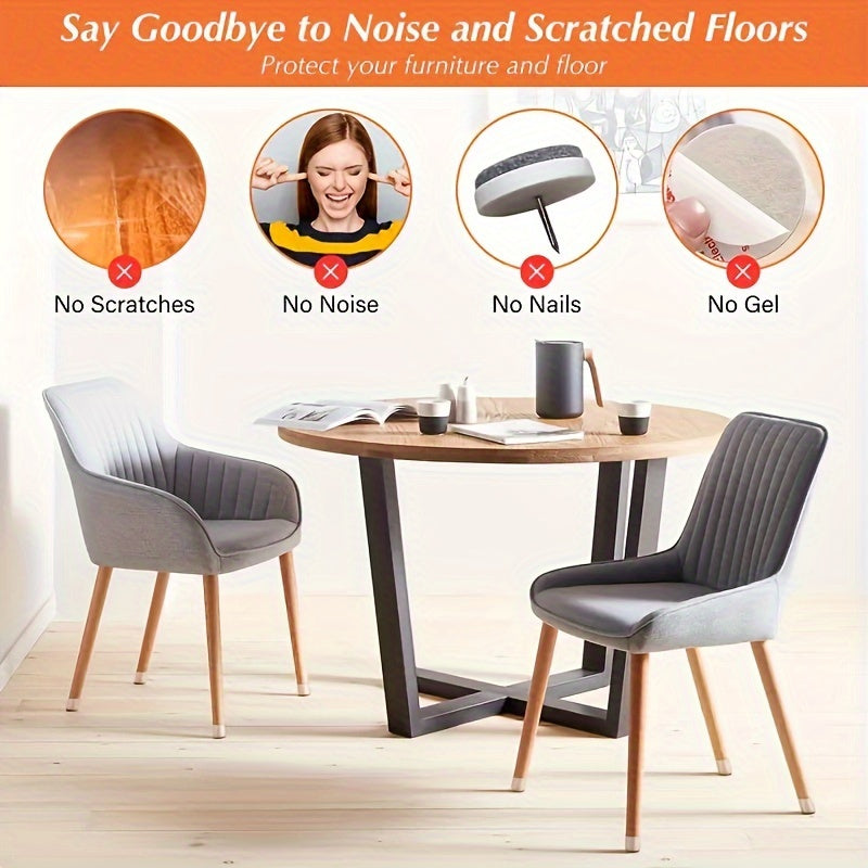 20pcs Non-slip Clear Chair Leg Covers With Felt, Large Round Chair Floor Protectors, Silicone Chair Leg Floor Protectors, Table Mats, Chair Mats, Small Gadgets For Restaurant, Hotel, Cafes