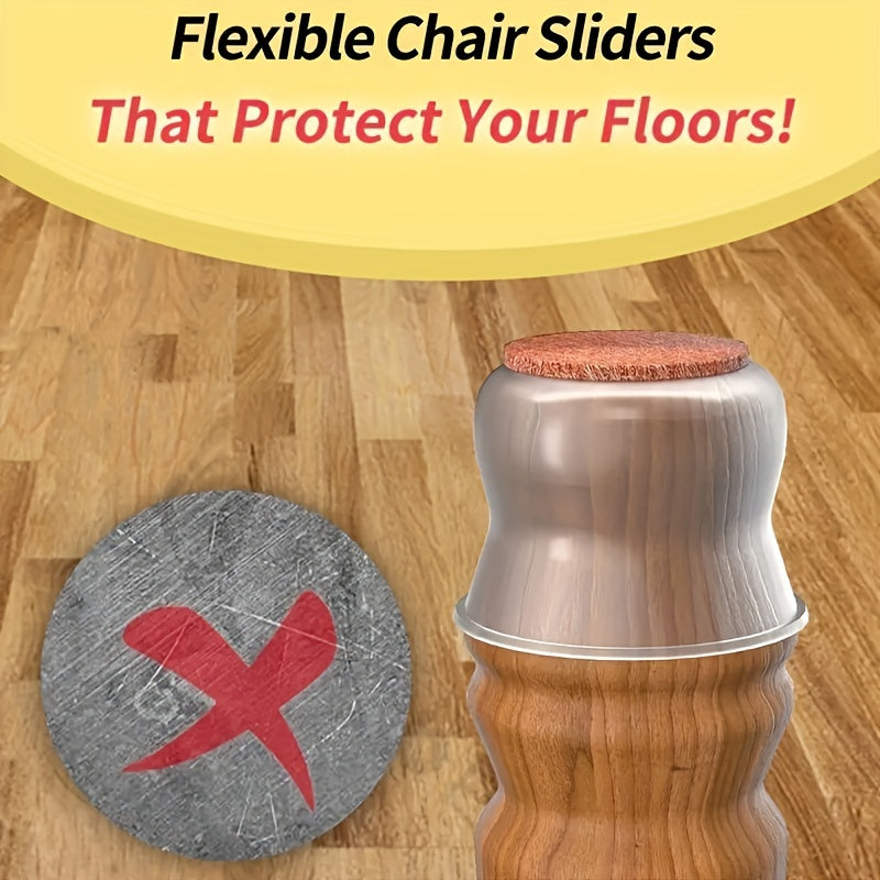 20pcs Non-slip Clear Chair Leg Covers With Felt, Large Round Chair Floor Protectors, Silicone Chair Leg Floor Protectors, Table Mats, Chair Mats, Small Gadgets For Restaurant, Hotel, Cafes