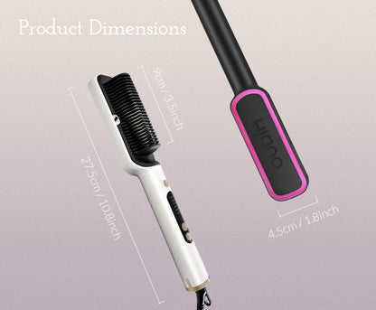 OUDIM Hair Straightener Brush with Six Temperature Settings, Ionic Hair Straightening Brush Flat Iron For Women, Anti-Scald Stra