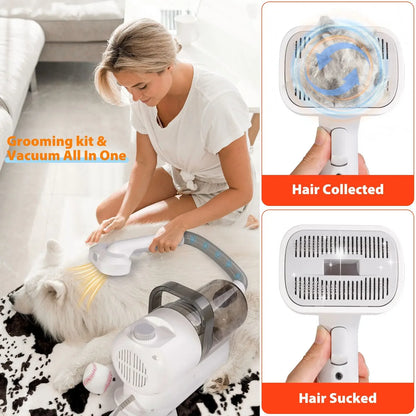 6 In 1 Dog Hair Vacuum & Cat Dog Grooming Kit Pet Grooming Vacuum with 2.5L Capacity Large Suction & Low Noise Pet Hair Cleaner