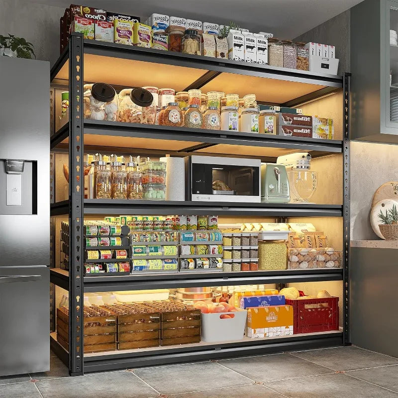 REIBII 2500LBS Garage Shelving 72''H Storage Shelves Heavy Duty Shelving 5 Tier Metal Shelves Garage Shelves Adjustable Shelvin