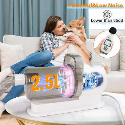 6 In 1 Dog Hair Vacuum & Cat Dog Grooming Kit Pet Grooming Vacuum with 2.5L Capacity Large Suction & Low Noise Pet Hair Cleaner