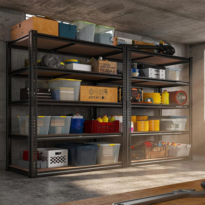 REIBII 2500LBS Garage Shelving 72''H Storage Shelves Heavy Duty Shelving 5 Tier Metal Shelves Garage Shelves Adjustable Shelvin