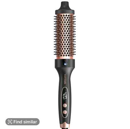 Hair Curler Rotating Brush Heat Hair Straightener Hot Comb 450F Round Brush 2 in 1 Hair Curler Straightener Brush Women Gift