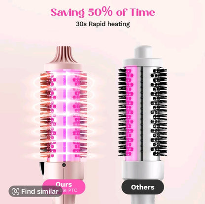 Hair Curler Rotating Brush Heat Hair Straightener Hot Comb 450F Round Brush 2 in 1 Hair Curler Straightener Brush Women Gift