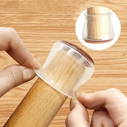 20pcs Non-slip Clear Chair Leg Covers With Felt, Large Round Chair Floor Protectors, Silicone Chair Leg Floor Protectors, Table Mats, Chair Mats, Small Gadgets For Restaurant, Hotel, Cafes